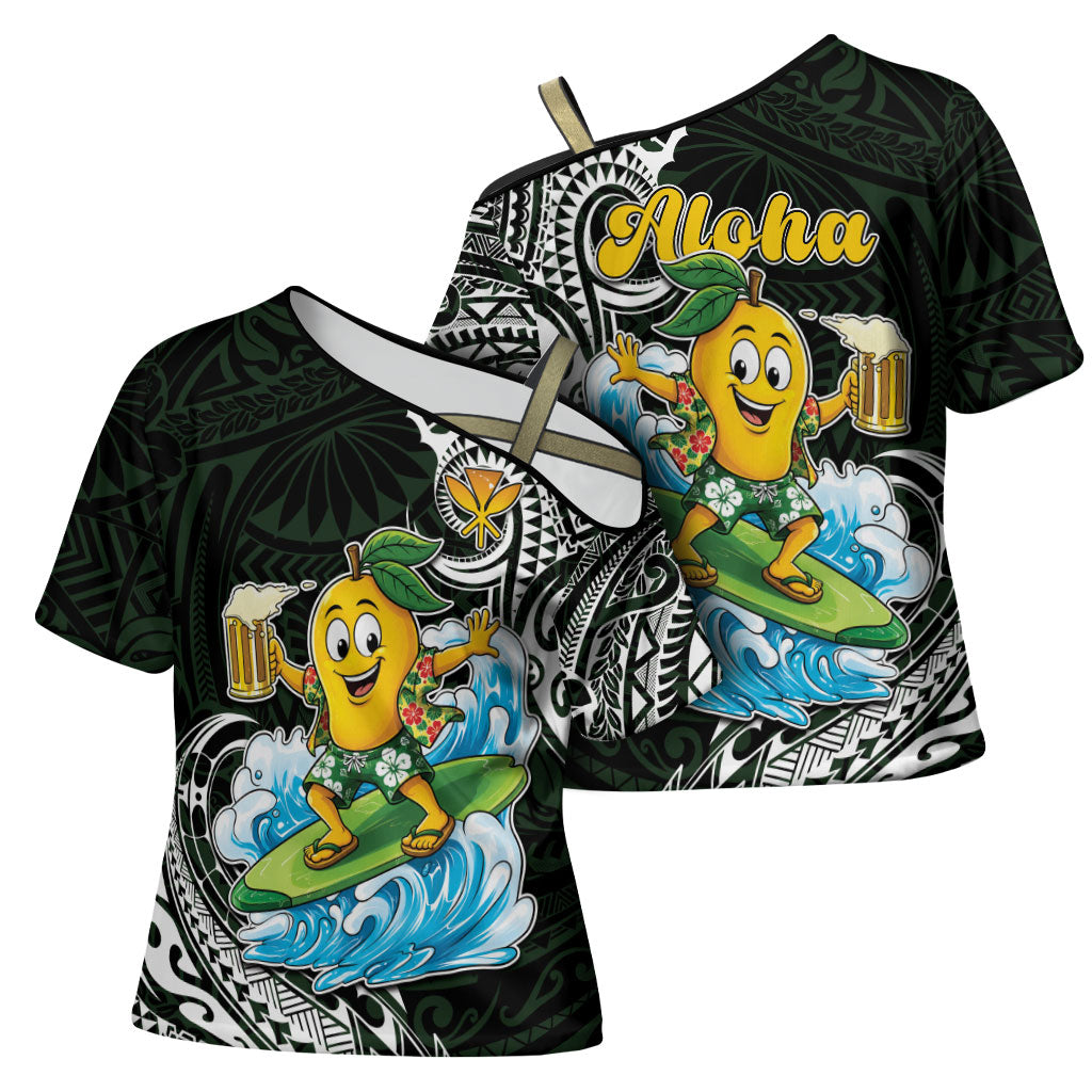 Aloha Hawaii Mango Surfing Cross Shoulder Shirt Polynesian Style