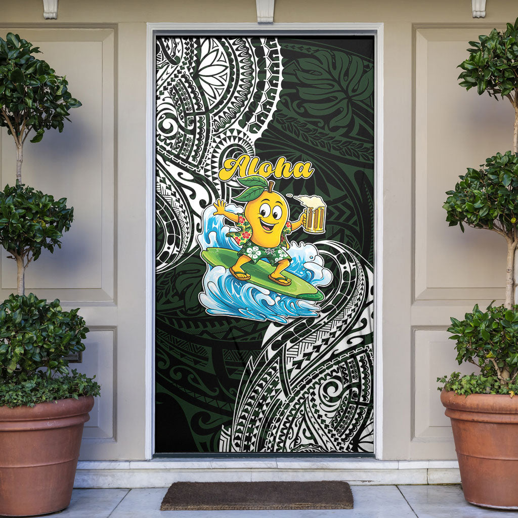 Aloha Hawaii Mango Surfing Door Cover Polynesian Style