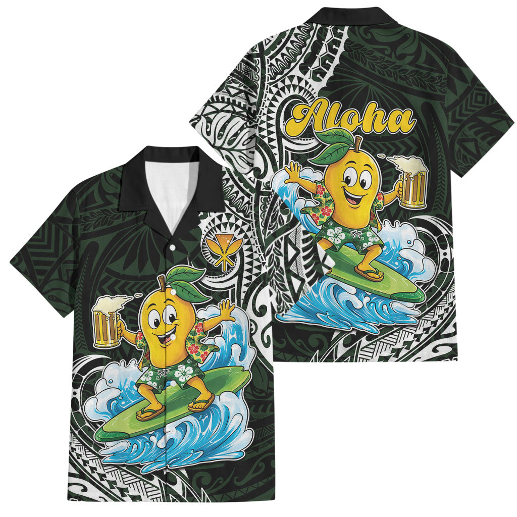 Aloha Hawaii Mango Surfing Family Matching Long Sleeve Bodycon Dress and Hawaiian Shirt Polynesian Style