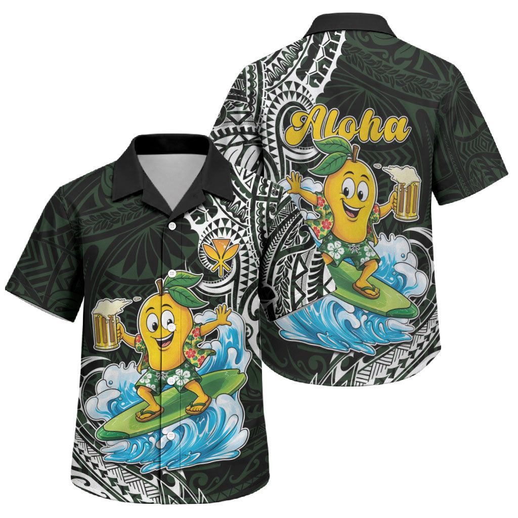 Aloha Hawaii Mango Surfing Family Matching Long Sleeve Bodycon Dress and Hawaiian Shirt Polynesian Style