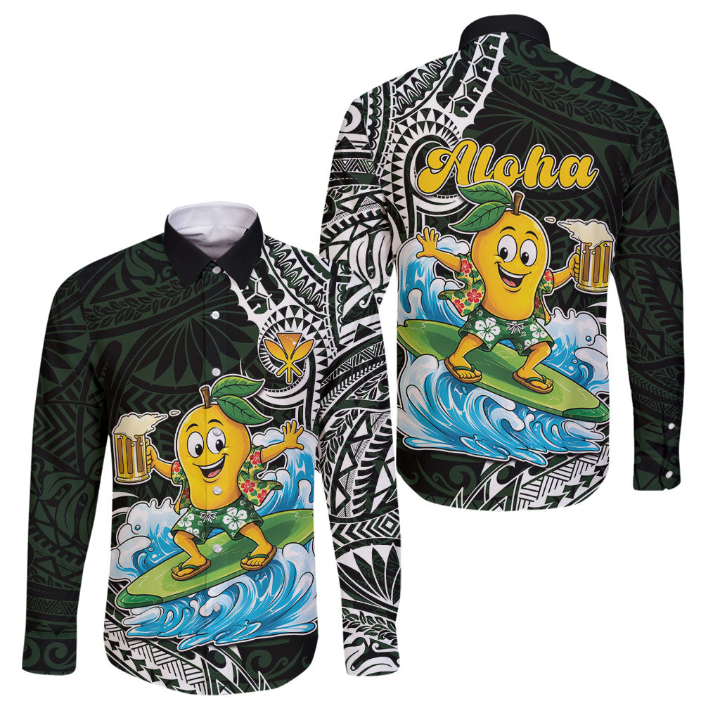 Aloha Hawaii Mango Surfing Family Matching Puletasi and Hawaiian Shirt Polynesian Style