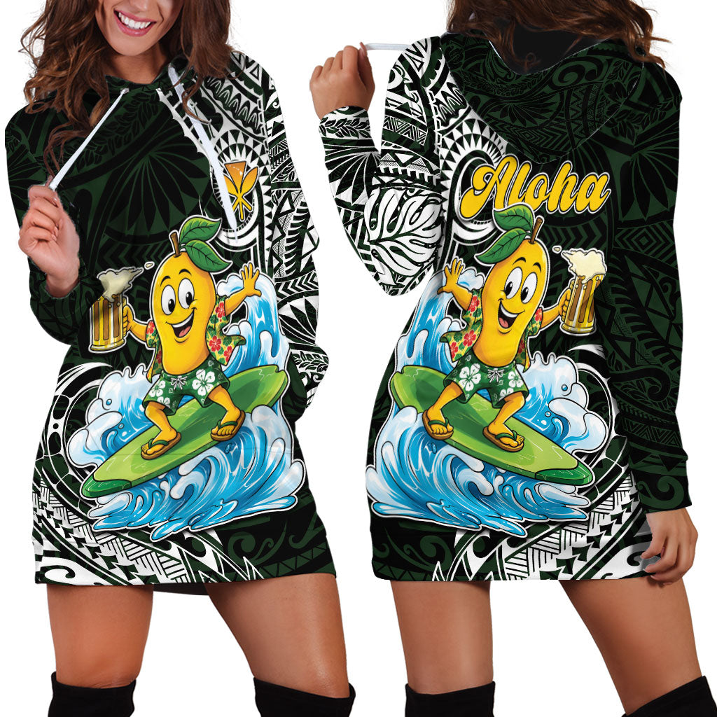 Aloha Hawaii Mango Surfing Hoodie Dress Polynesian Style