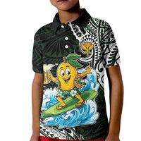 Aloha Hawaii Mango Surfing Kid Polo Shirt Polynesian Style