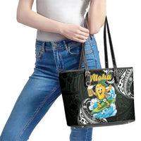 Aloha Hawaii Mango Surfing Leather Tote Bag Polynesian Style