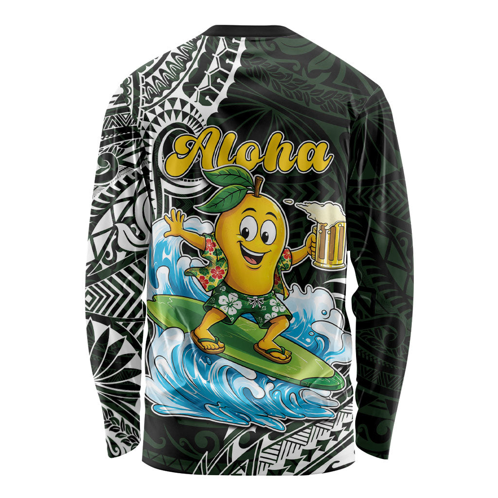 Aloha Hawaii Mango Surfing Long Sleeve Shirt Polynesian Style