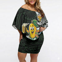 Aloha Hawaii Mango Surfing Off Shoulder Short Dress Polynesian Style