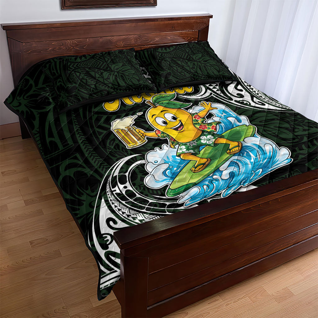 Aloha Hawaii Mango Surfing Quilt Bed Set Polynesian Style
