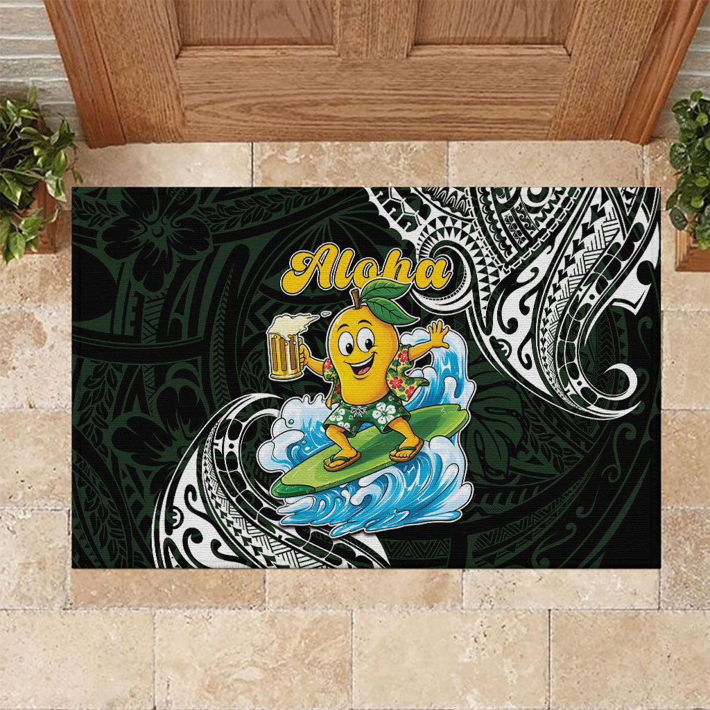 Aloha Hawaii Mango Surfing Rubber Doormat Polynesian Style