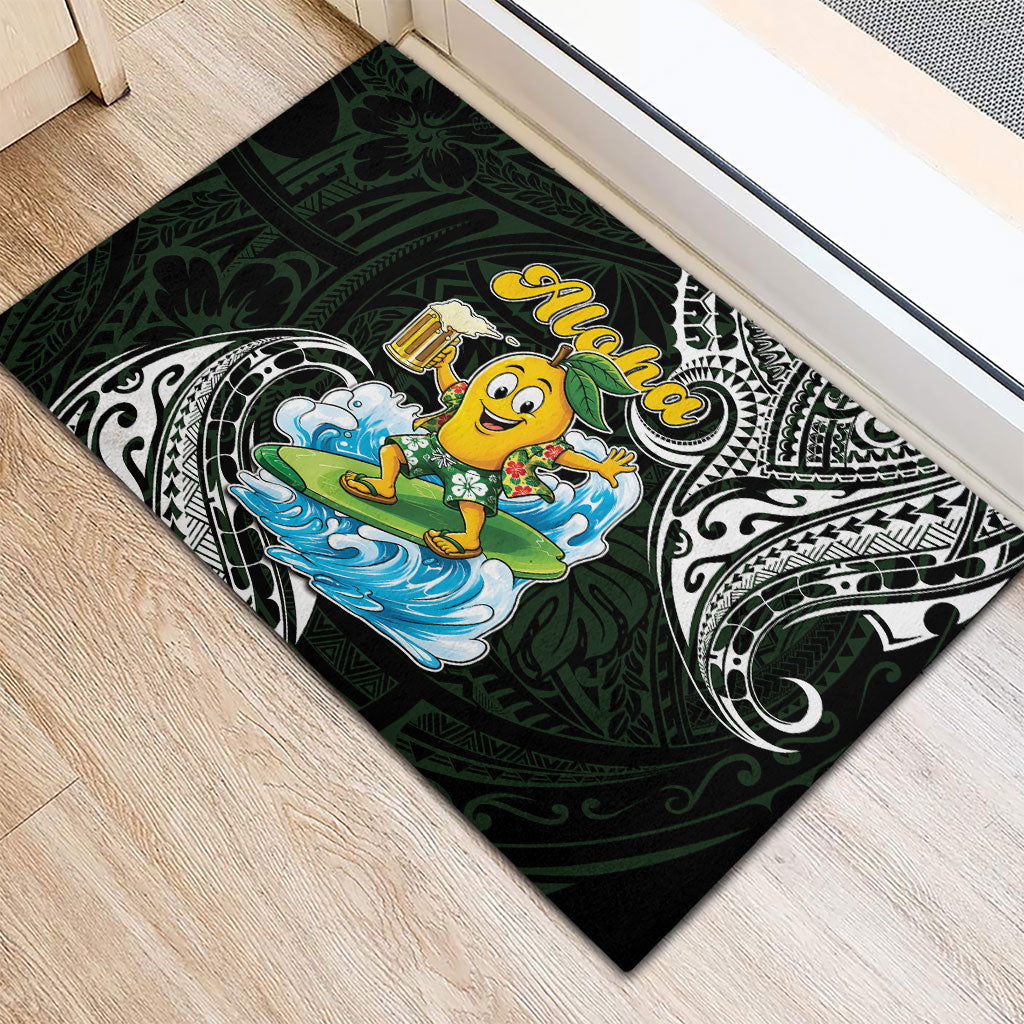 Aloha Hawaii Mango Surfing Rubber Doormat Polynesian Style
