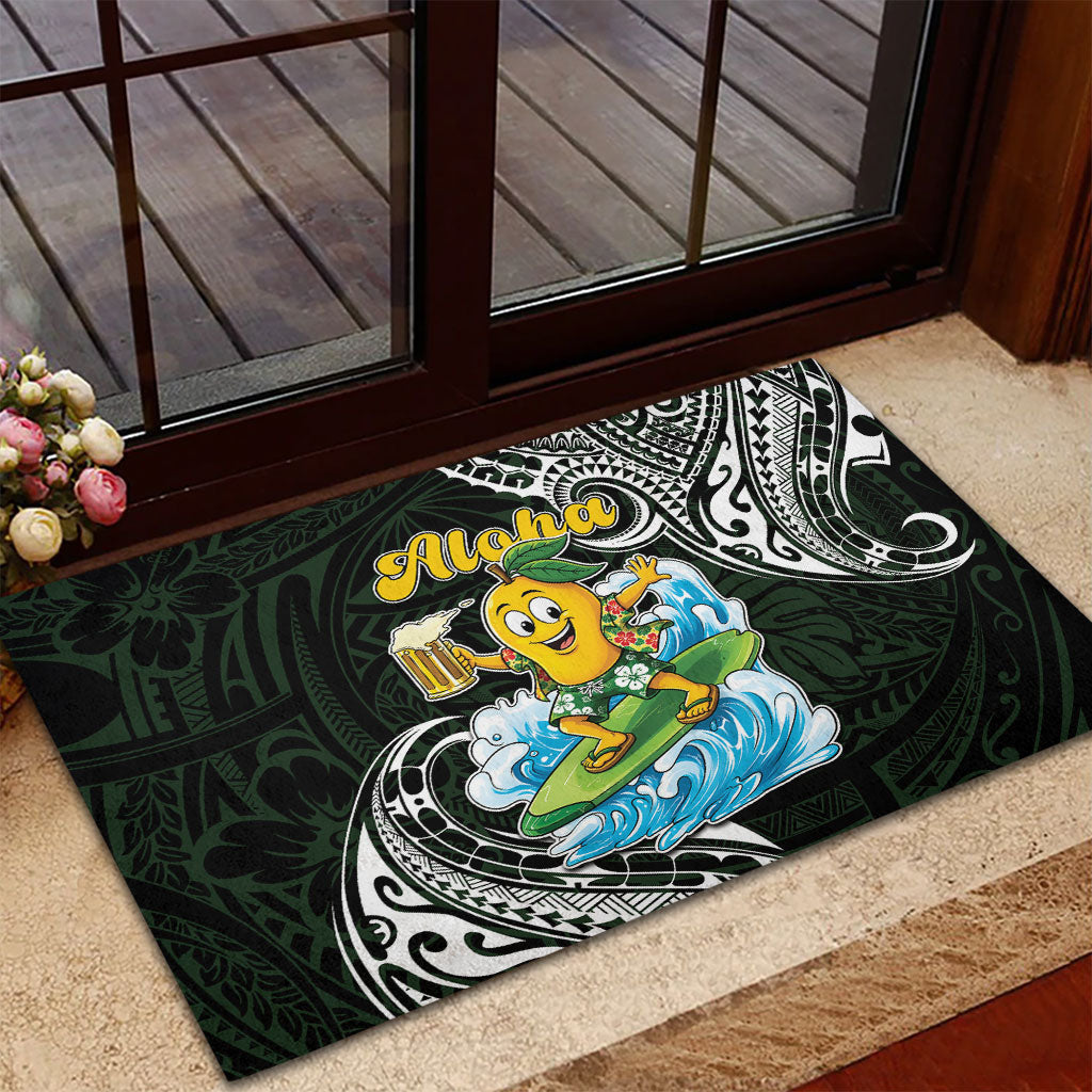 Aloha Hawaii Mango Surfing Rubber Doormat Polynesian Style