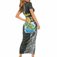 Aloha Hawaii Mango Surfing Short Sleeve Bodycon Dress Polynesian Style