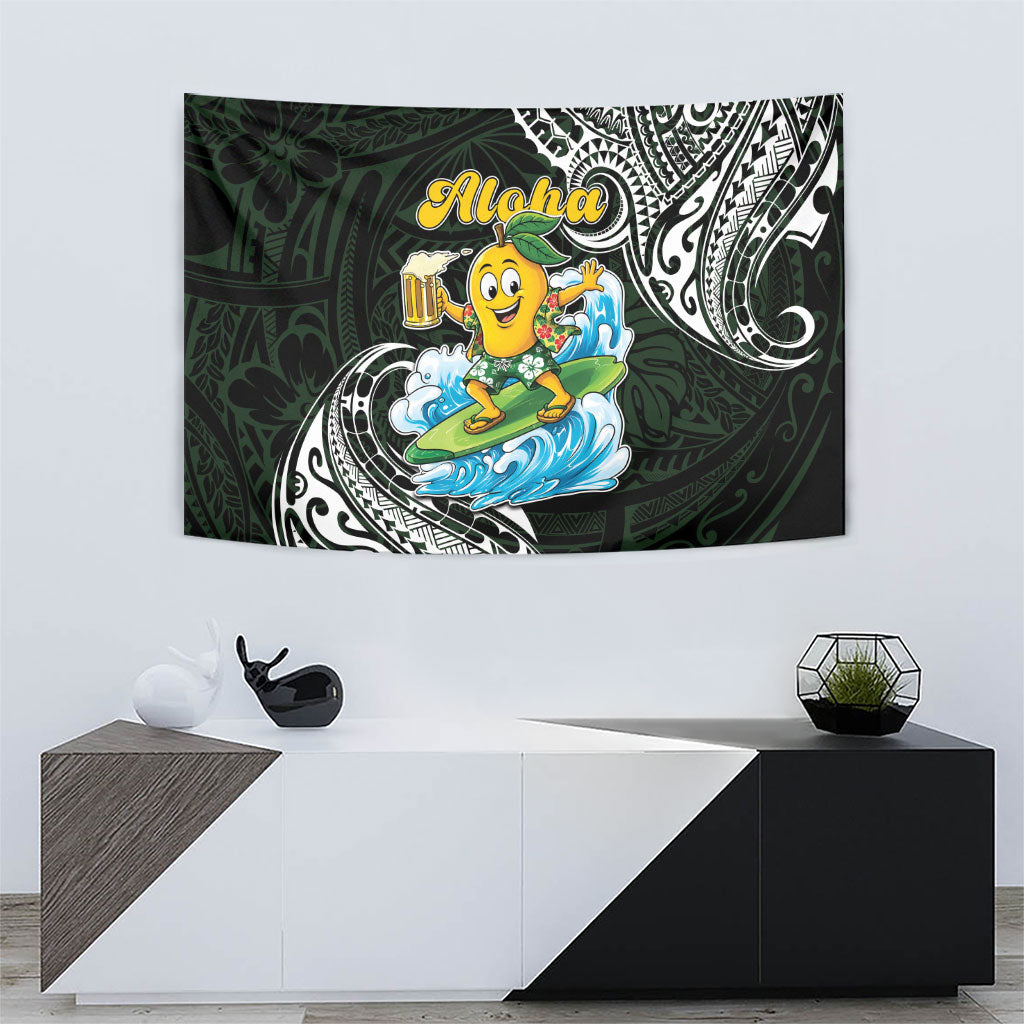 Aloha Hawaii Mango Surfing Tapestry Polynesian Style