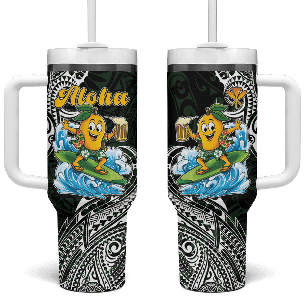 Aloha Hawaii Mango Surfing Tumbler With Handle Polynesian Style