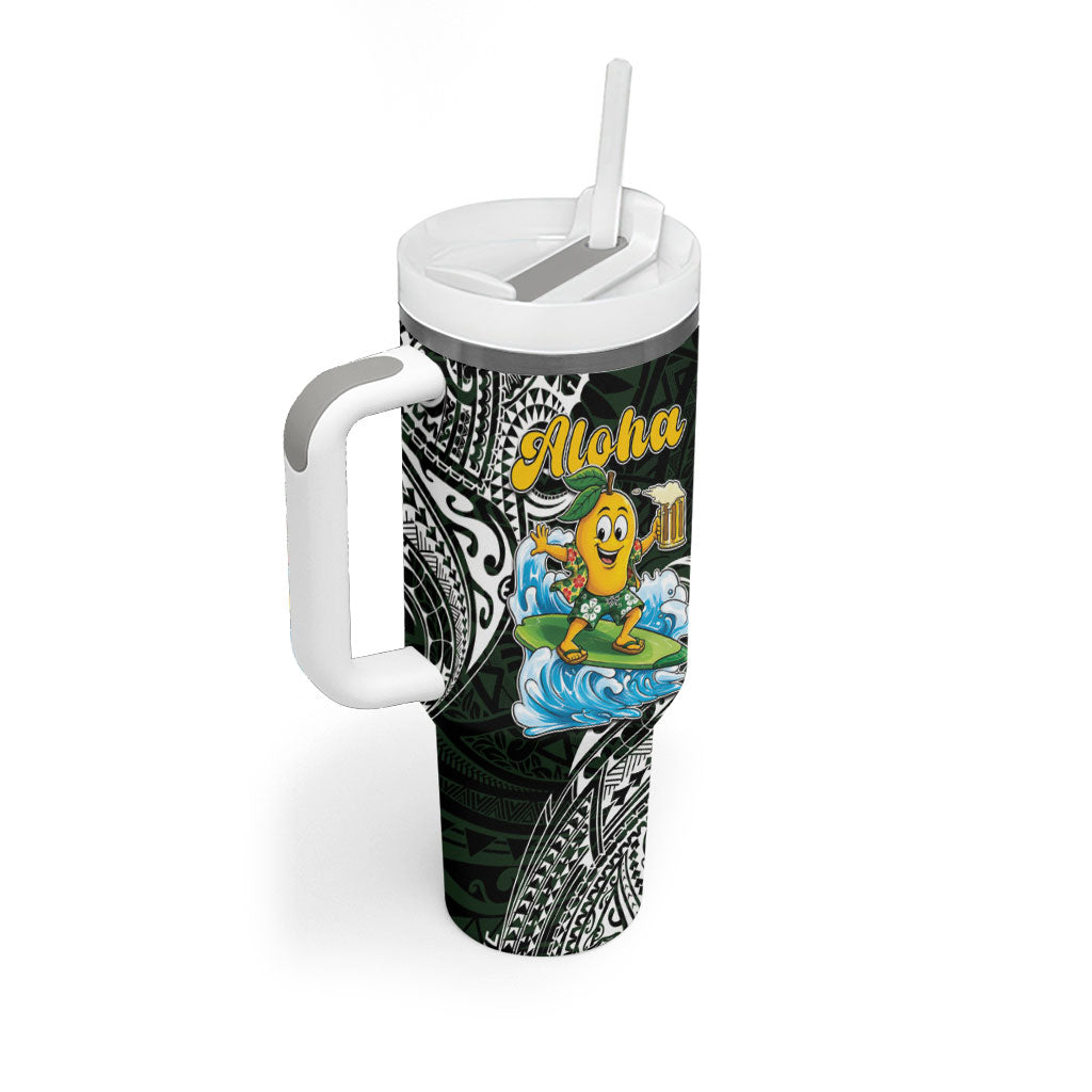 Aloha Hawaii Mango Surfing Tumbler With Handle Polynesian Style