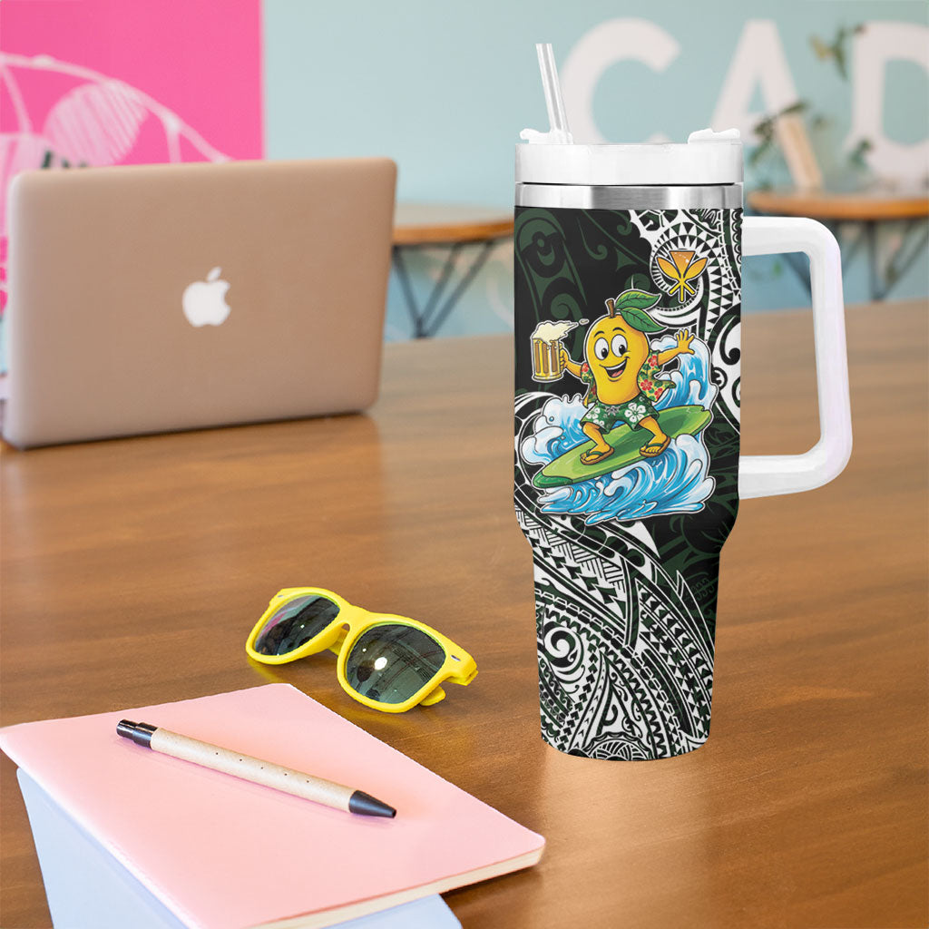 Aloha Hawaii Mango Surfing Tumbler With Handle Polynesian Style