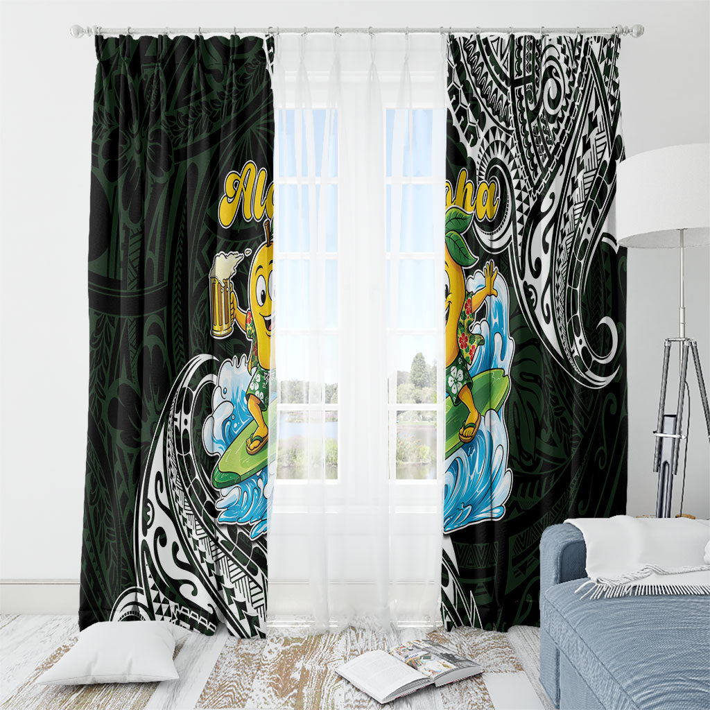 Aloha Hawaii Mango Surfing Window Curtain Polynesian Style