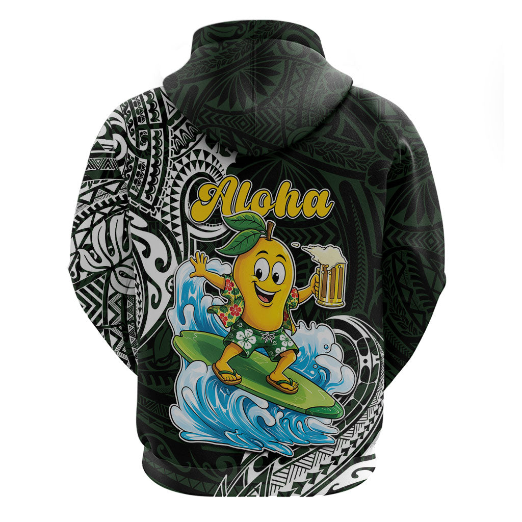 Aloha Hawaii Mango Surfing Zip Hoodie Polynesian Style