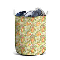 Vintage Hawaii Mango Laundry Basket Yellow Green Hawaiian Palaka