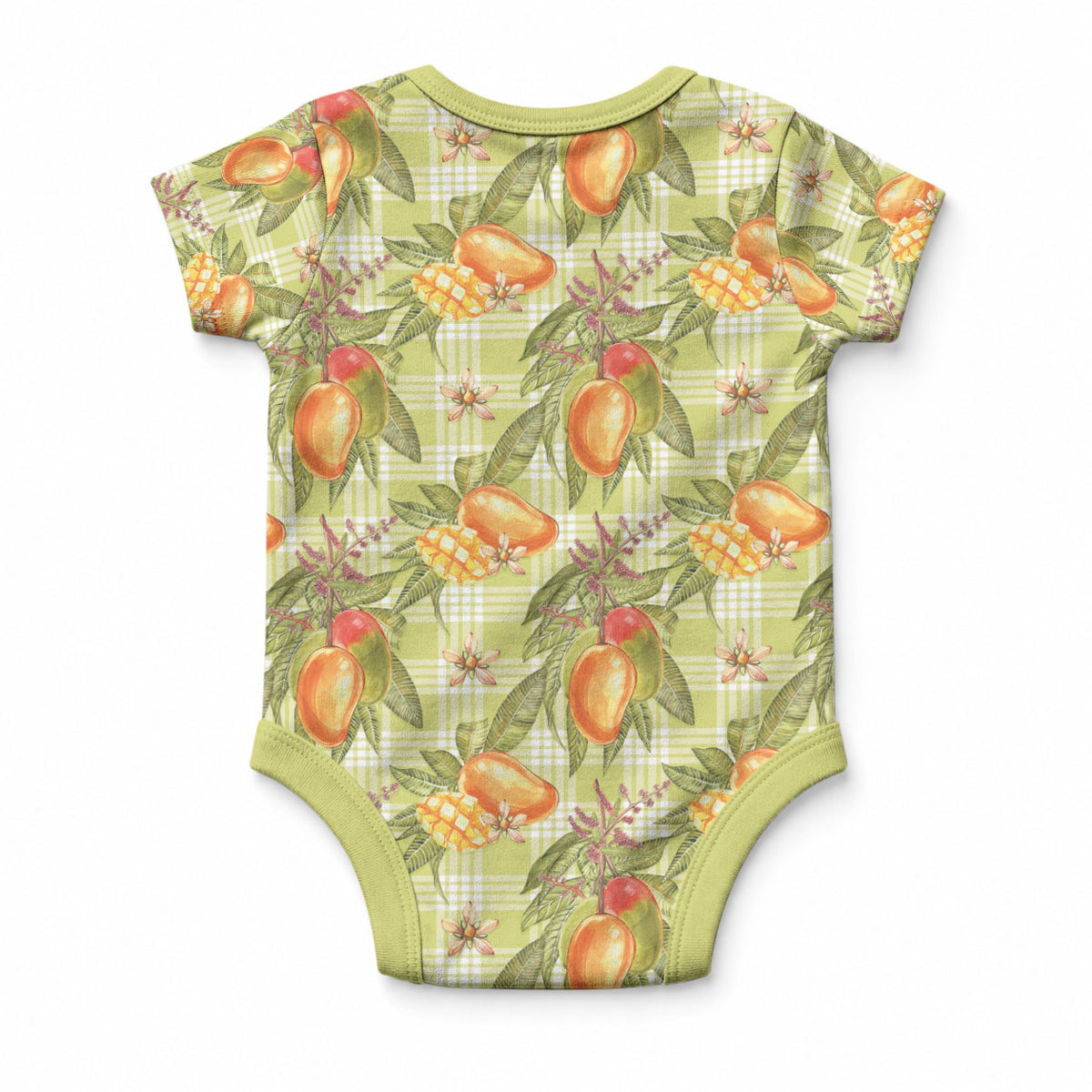 Vintage Hawaii Mango Baby Onesie Yellow Green Hawaiian Palaka LT05 - Polynesian Pride