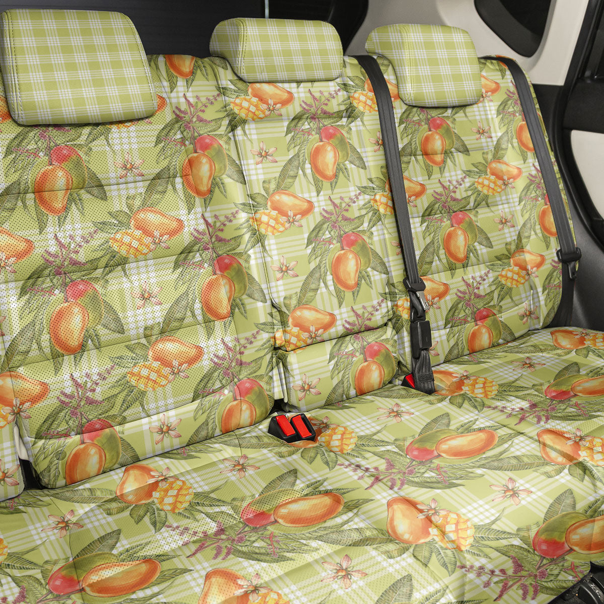 Vintage Hawaii Mango Back Car Seat Cover Yellow Green Hawaiian Palaka