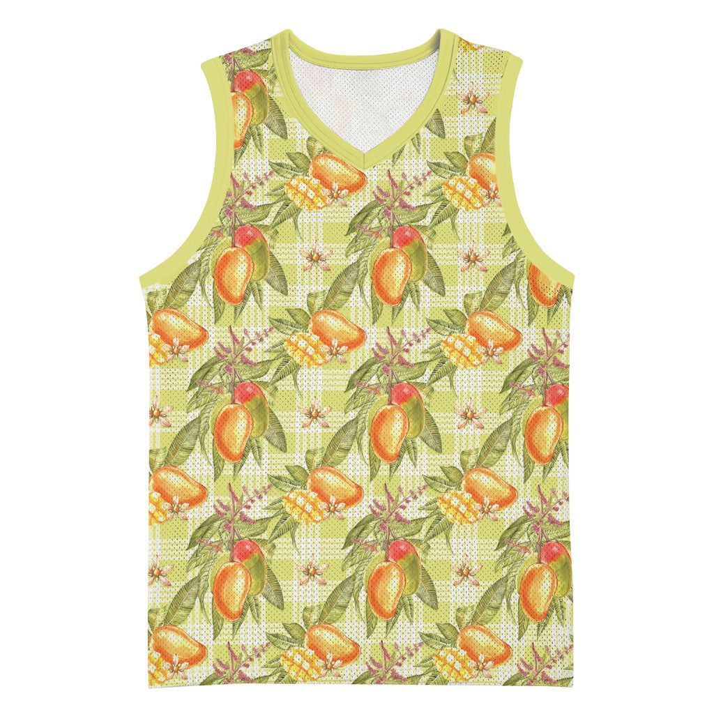 Vintage Hawaii Mango Basketball Jersey Yellow Green Hawaiian Palaka