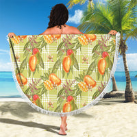 Vintage Hawaii Mango Beach Blanket Yellow Green Hawaiian Palaka
