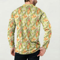 Vintage Hawaii Mango Button Sweatshirt Yellow Green Hawaiian Palaka