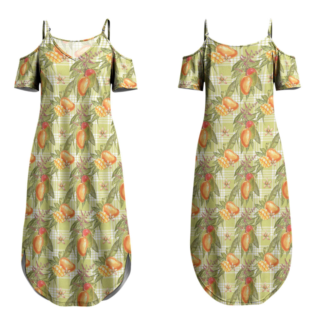 Vintage Hawaii Mango Couples Matching Summer Maxi Dress and Hawaiian Shirt Yellow Green Hawaiian Palaka
