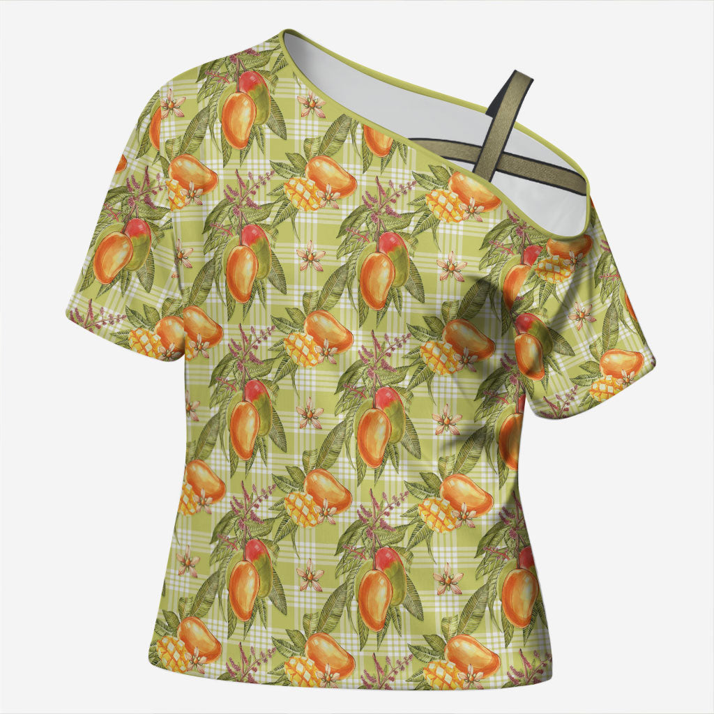 Vintage Hawaii Mango Cross Shoulder Shirt Yellow Green Hawaiian Palaka