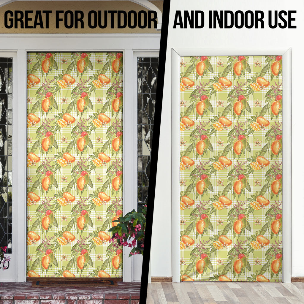 Vintage Hawaii Mango Door Cover Yellow Green Hawaiian Palaka