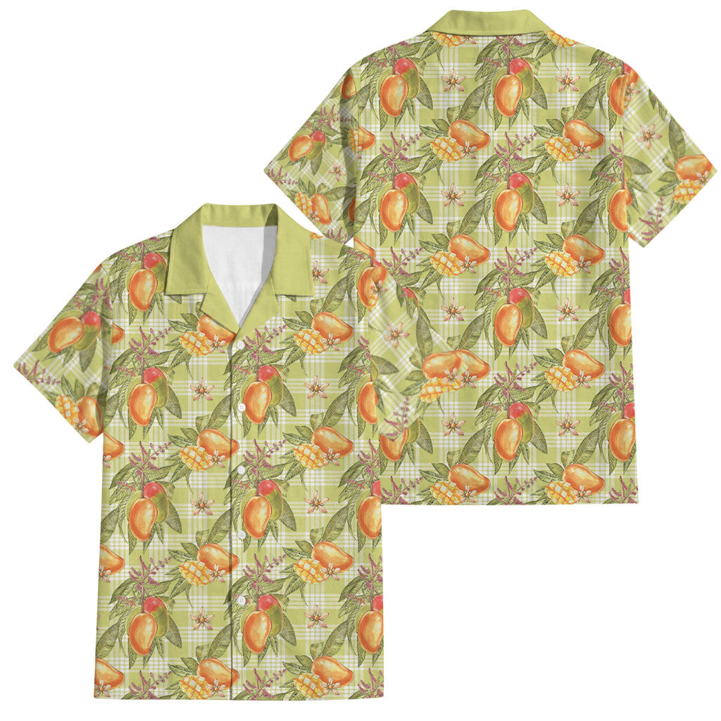 Vintage Hawaii Mango Family Matching Tank Maxi Dress and Hawaiian Shirt Yellow Green Hawaiian Palaka
