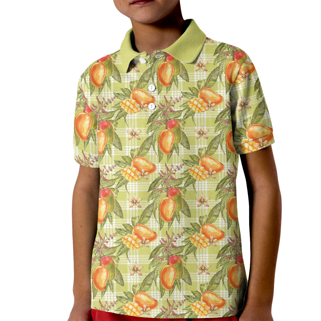 Vintage Hawaii Mango Kid Polo Shirt Yellow Green Hawaiian Palaka