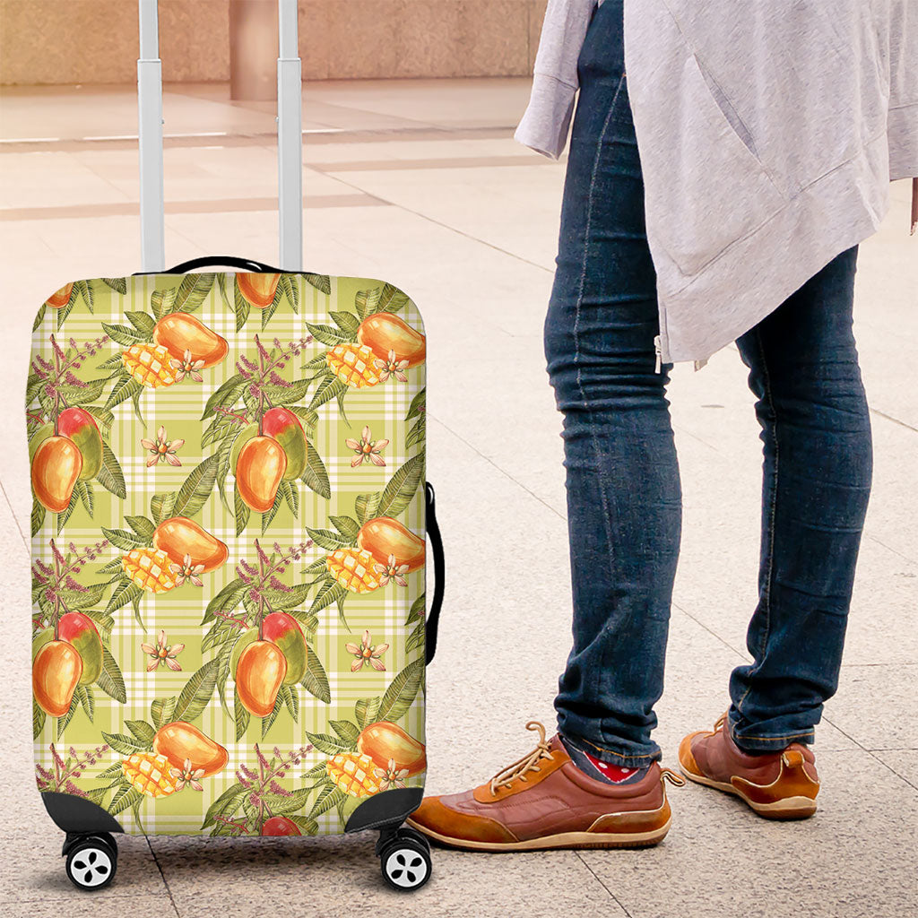 Vintage Hawaii Mango Luggage Cover Yellow Green Hawaiian Palaka