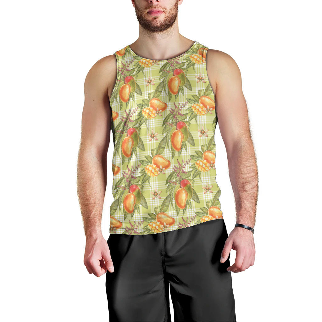 Vintage Hawaii Mango Men Tank Top Yellow Green Hawaiian Palaka