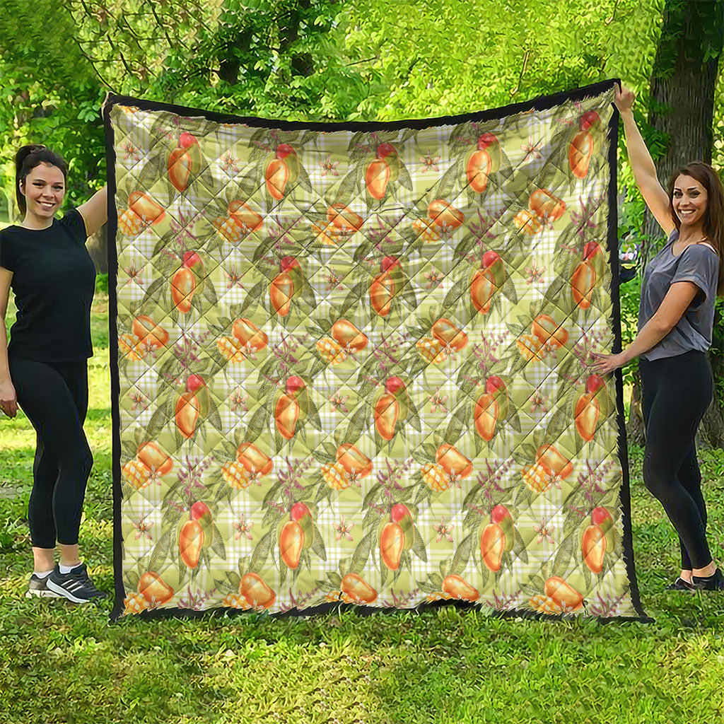 Vintage Hawaii Mango Quilt Yellow Green Hawaiian Palaka