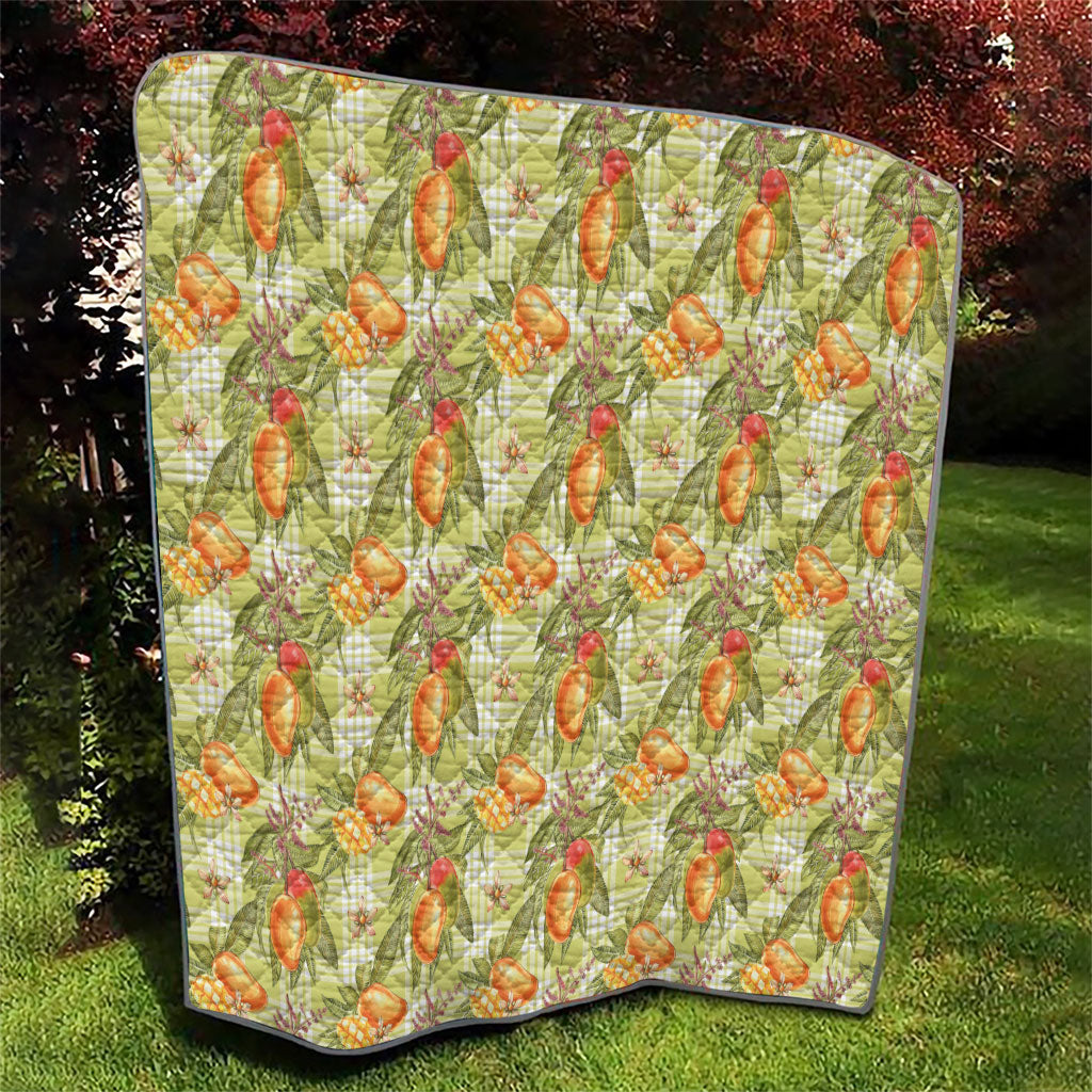 Vintage Hawaii Mango Quilt Yellow Green Hawaiian Palaka
