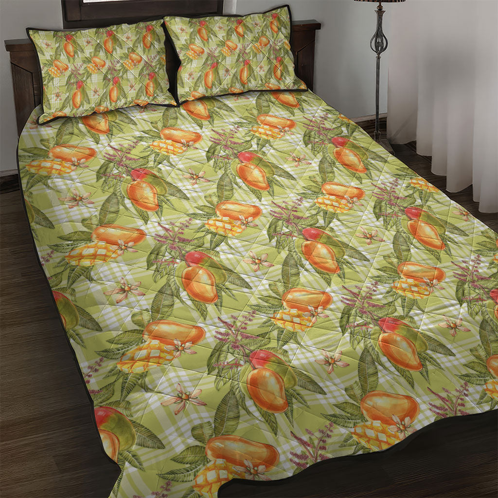 Vintage Hawaii Mango Quilt Bed Set Yellow Green Hawaiian Palaka