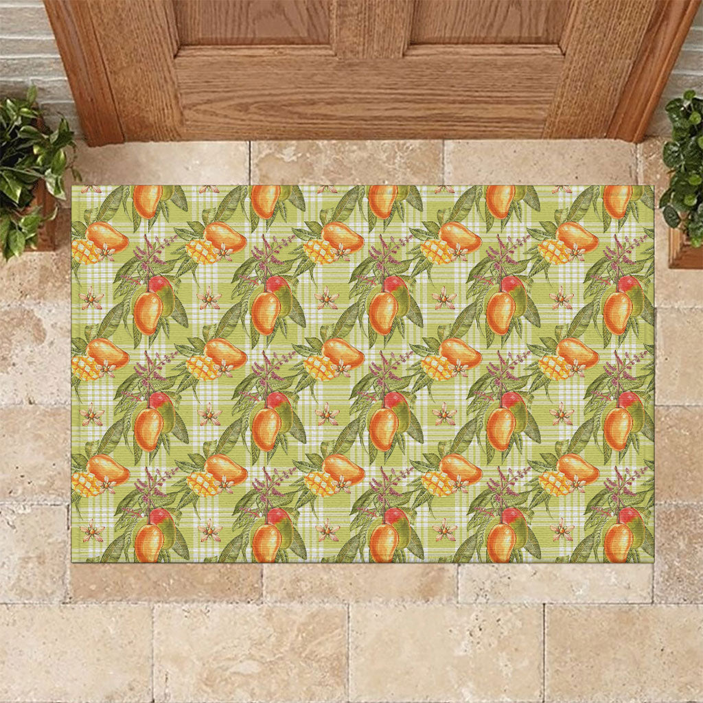 Vintage Hawaii Mango Rubber Doormat Yellow Green Hawaiian Palaka