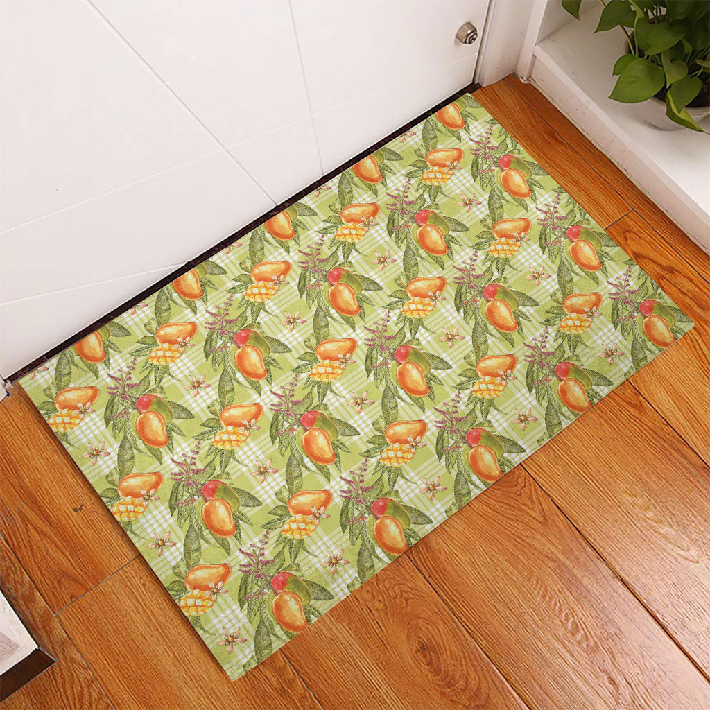 Vintage Hawaii Mango Rubber Doormat Yellow Green Hawaiian Palaka