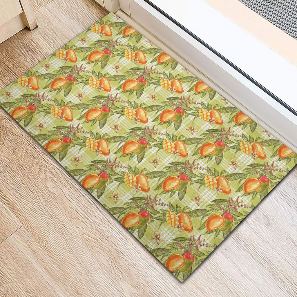 Vintage Hawaii Mango Rubber Doormat Yellow Green Hawaiian Palaka