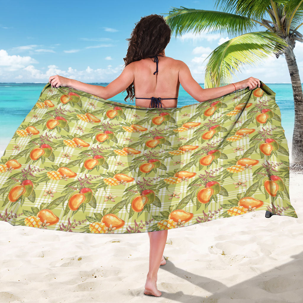 Vintage Hawaii Mango Sarong Yellow Green Hawaiian Palaka