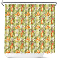 Vintage Hawaii Mango Shower Curtain Yellow Green Hawaiian Palaka