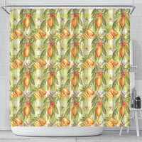 Vintage Hawaii Mango Shower Curtain Yellow Green Hawaiian Palaka