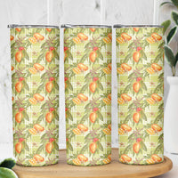 Vintage Hawaii Mango Skinny Tumbler Yellow Green Hawaiian Palaka