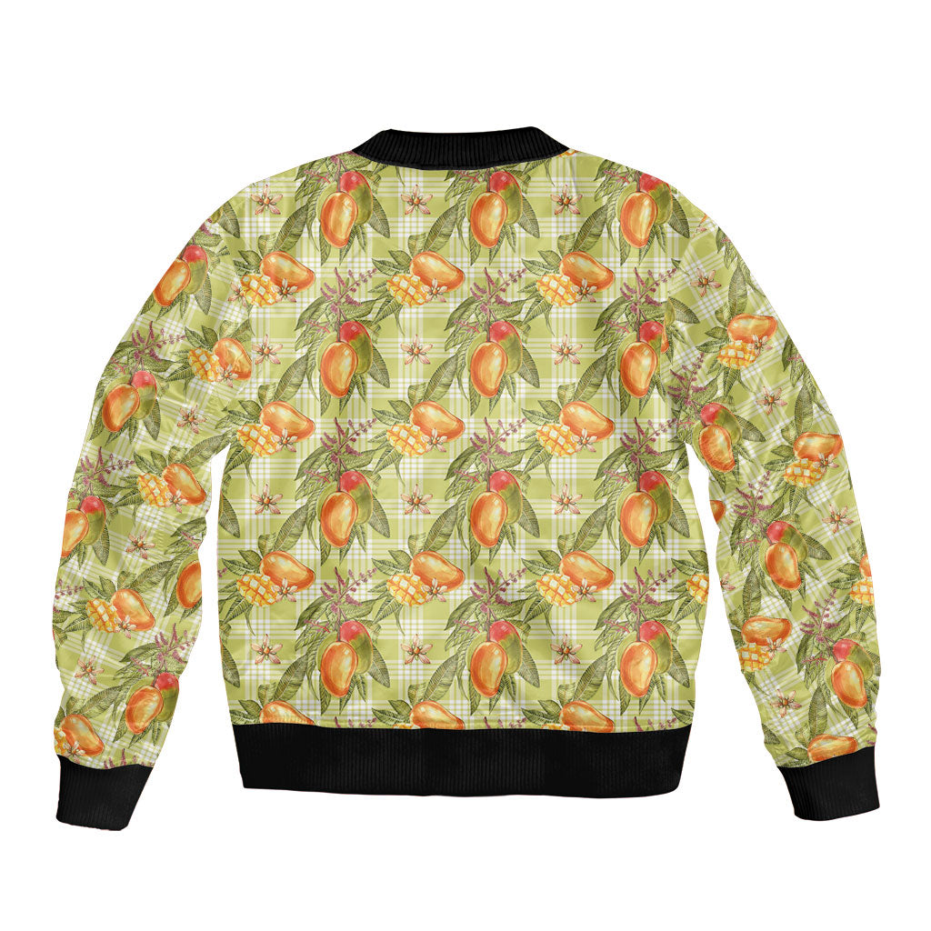 Vintage Hawaii Mango Sleeve Zip Bomber Jacket Yellow Green Hawaiian Palaka