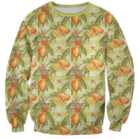 Vintage Hawaii Mango Sweatshirt Yellow Green Hawaiian Palaka