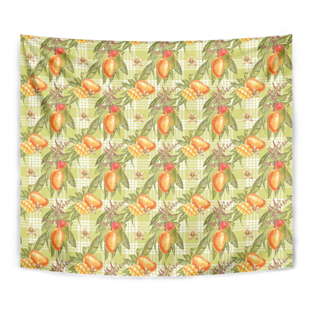 Vintage Hawaii Mango Tapestry Yellow Green Hawaiian Palaka