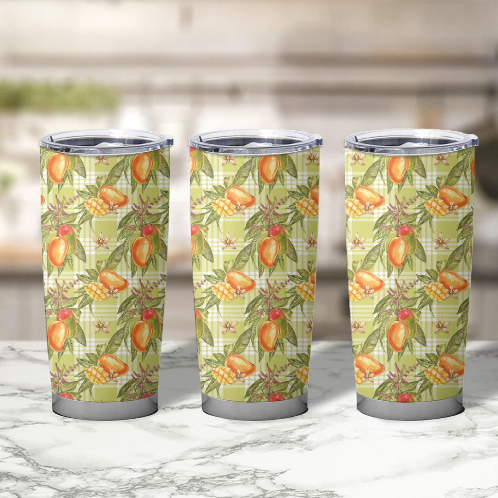 Vintage Hawaii Mango Tumbler Cup Yellow Green Hawaiian Palaka