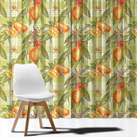 Vintage Hawaii Mango Window Curtain Yellow Green Hawaiian Palaka