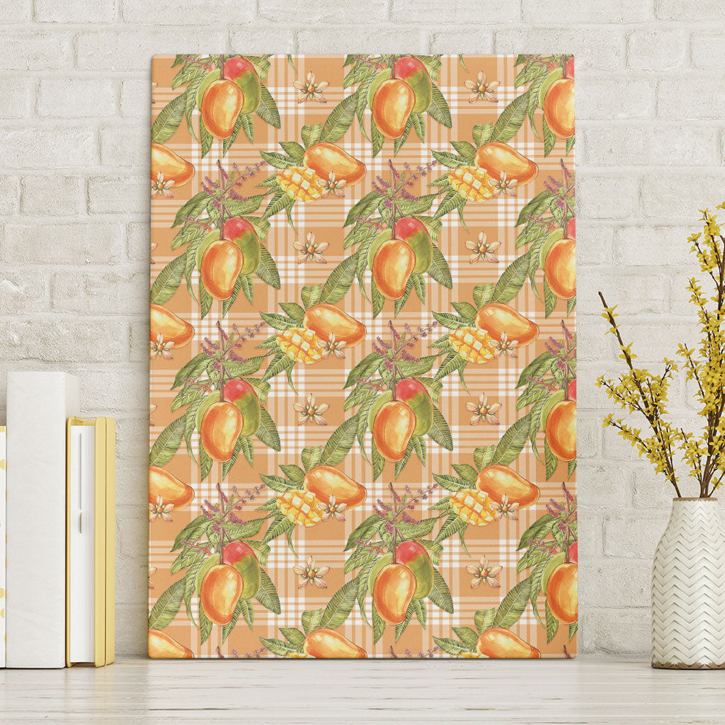 Vintage Hawaii Mango Canvas Wall Art Coral Hawaiian Palaka